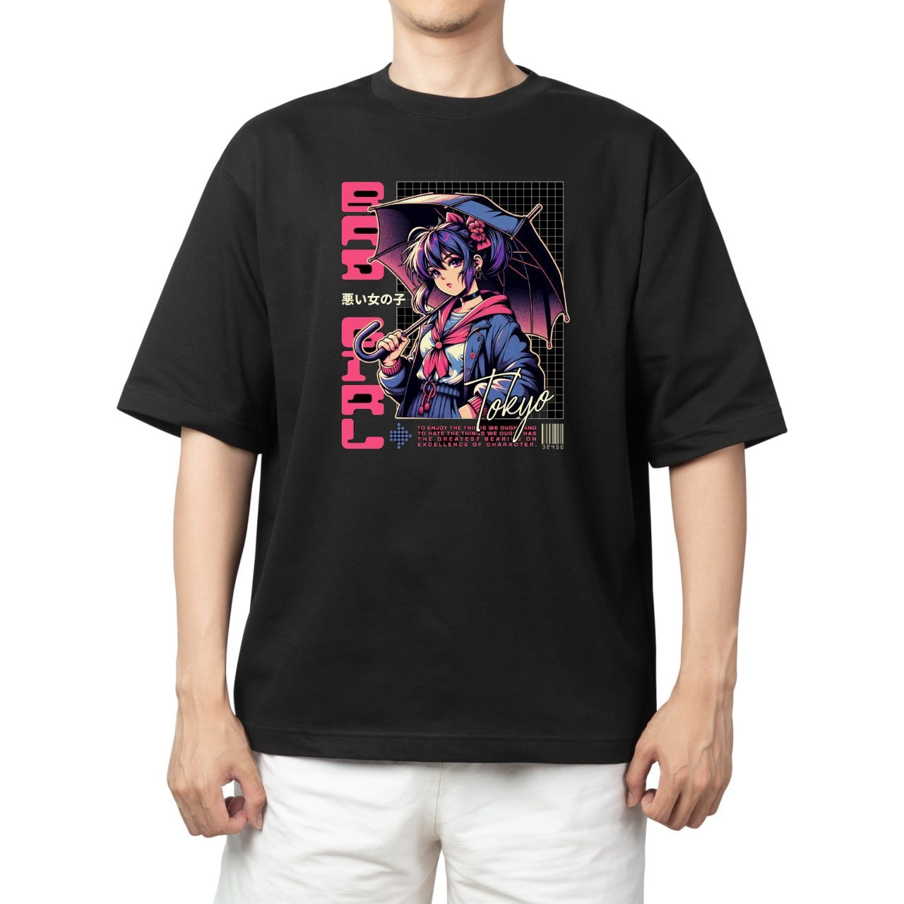 RANDOM ANIME GIRL t- shirt Black 1