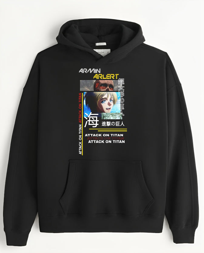 Anime Attack on titan shingeki no kyojin eren levi mikasa Aot black Oversize HOODIE 34