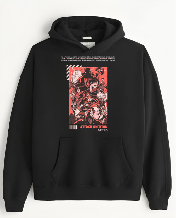 Anime Attack on titan shingeki no kyojin eren levi mikasa Aot black Oversize HOODIE 38