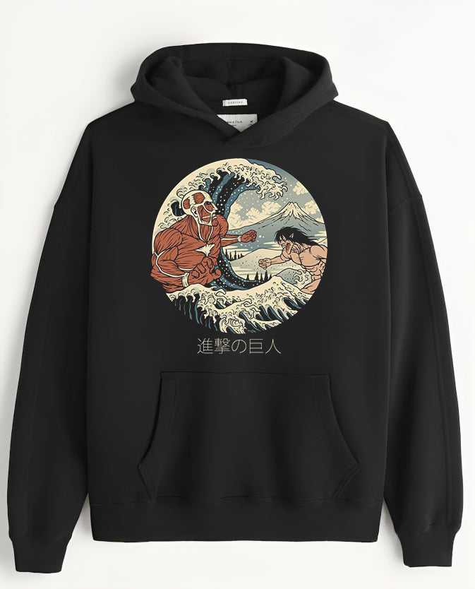 Anime Attack on titan shingeki no kyojin eren levi mikasa Aot black Oversize HOODIE 45