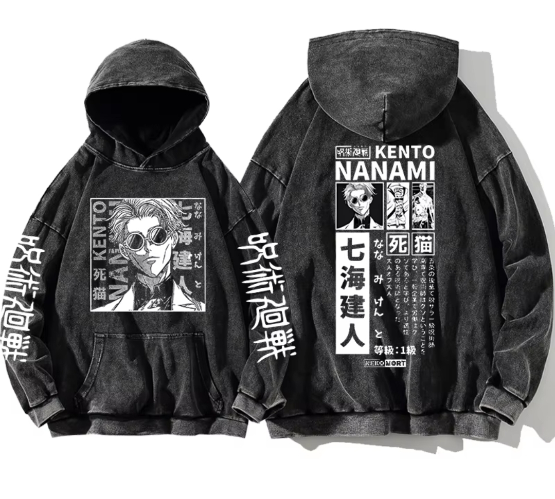 jujutsu kaisen GOJO Oversize Washd Hoodie gray 2