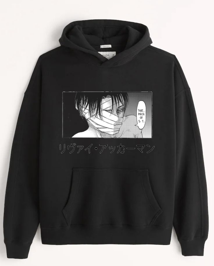 Anime Attack on titan shingeki no kyojin eren levi mikasa Aot black Oversize HOODIE 8
