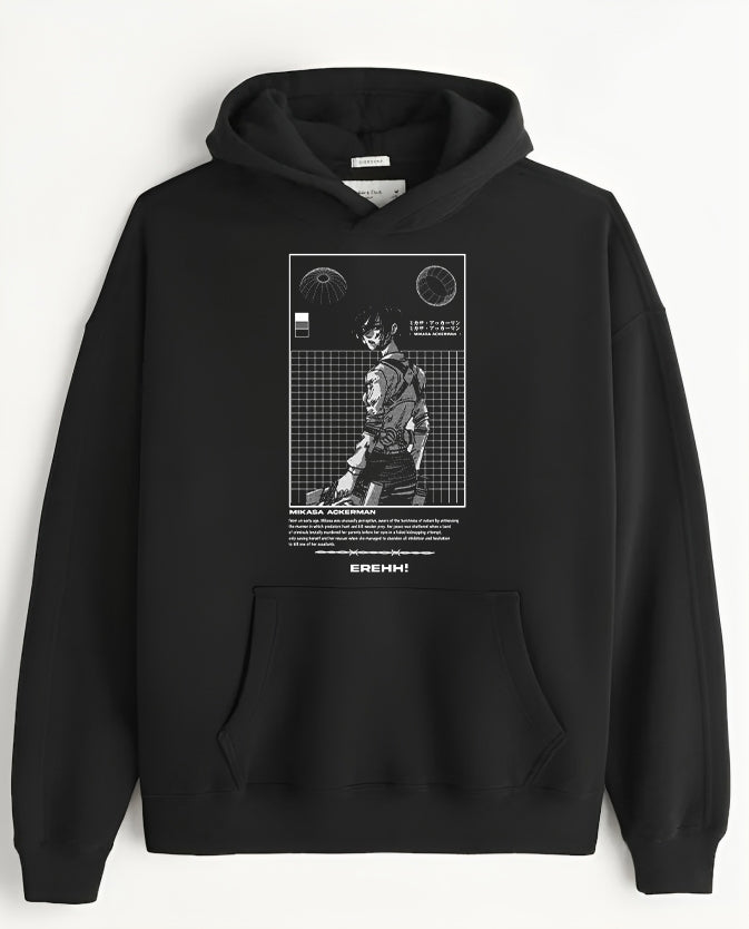 Anime Attack on titan shingeki no kyojin eren levi mikasa Aot black Oversize HOODIE 52