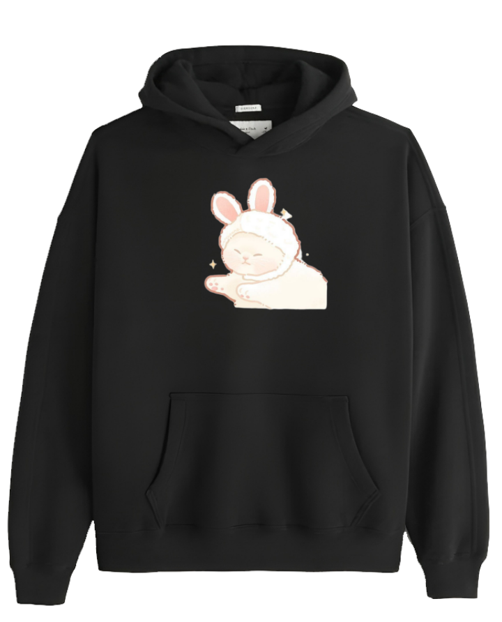 cat Oversize Hoodie Black 1