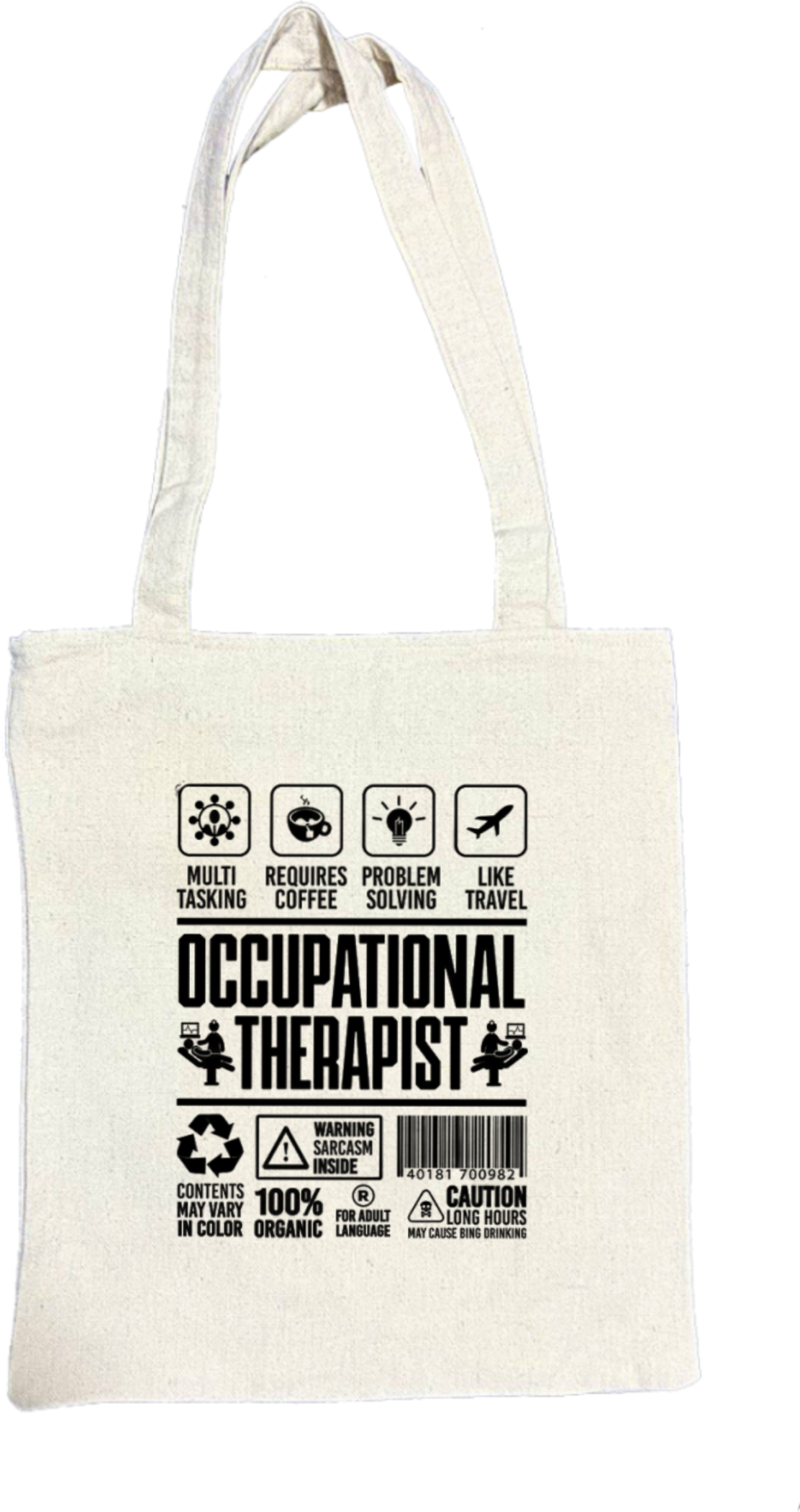 OCCUPATIONAL THERAPIST Back text tote bag beige 109