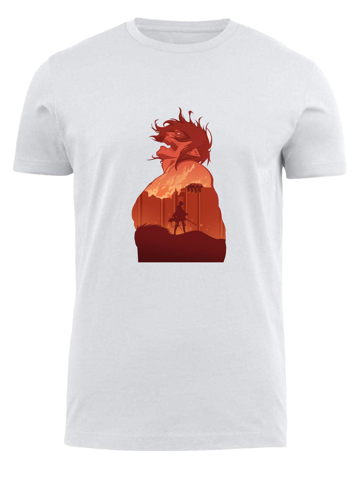 Anime Attack on titan shingeki no kyojin eren levi mikasa Aot white fit t- shirt 1