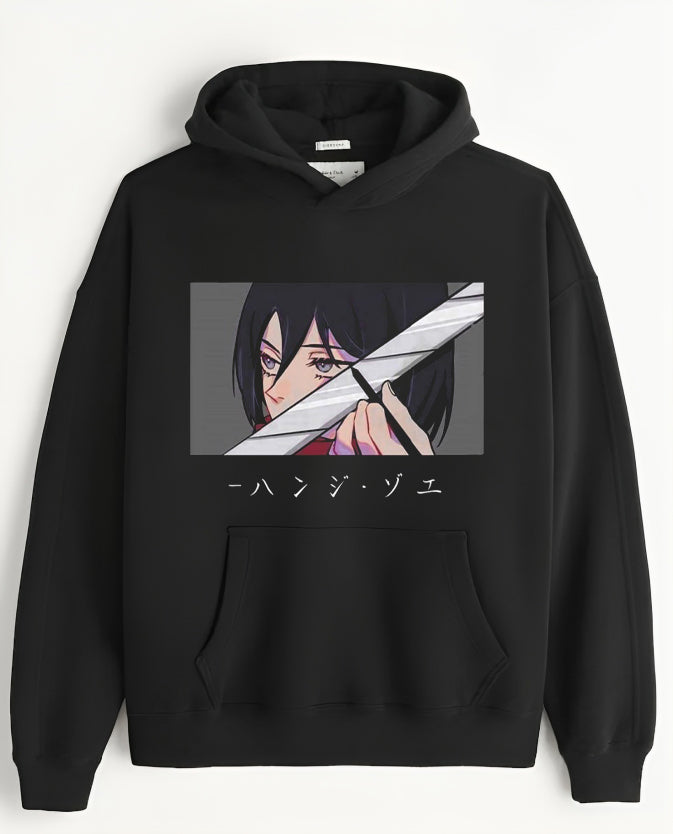 Anime Attack on titan shingeki no kyojin eren levi mikasa Aot black Oversize HOODIE 55