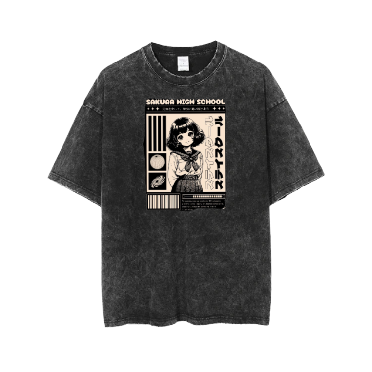 RANDOM ANIME GIRL t- shirt Washed 1