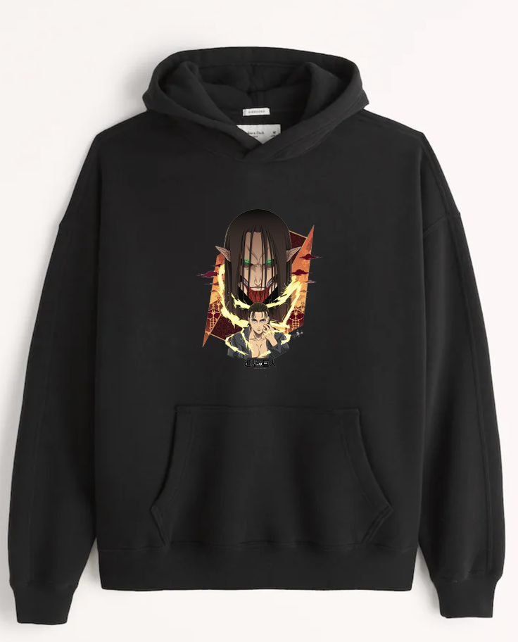 Anime Attack on titan shingeki no kyojin eren levi mikasa Aot black Oversize HOODIE 14