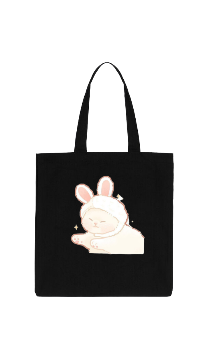 cat tote bag Black 1
