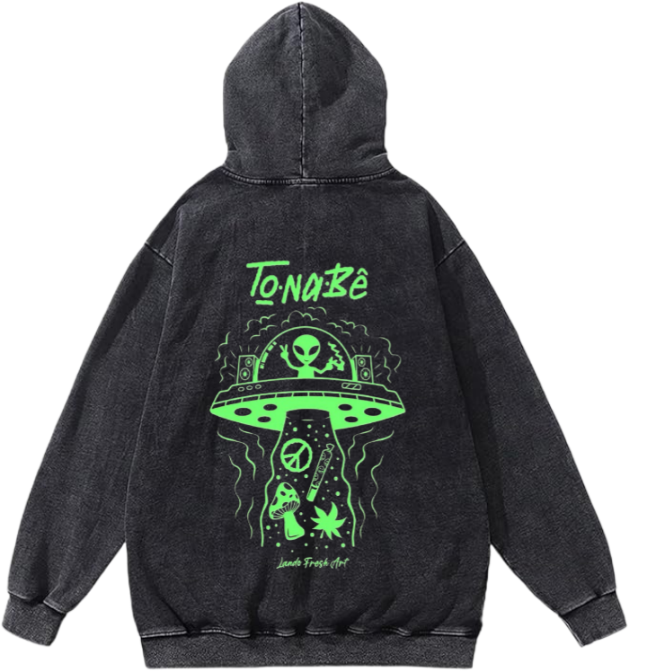 aliens Oversize Hoodie Washed gray Back 1