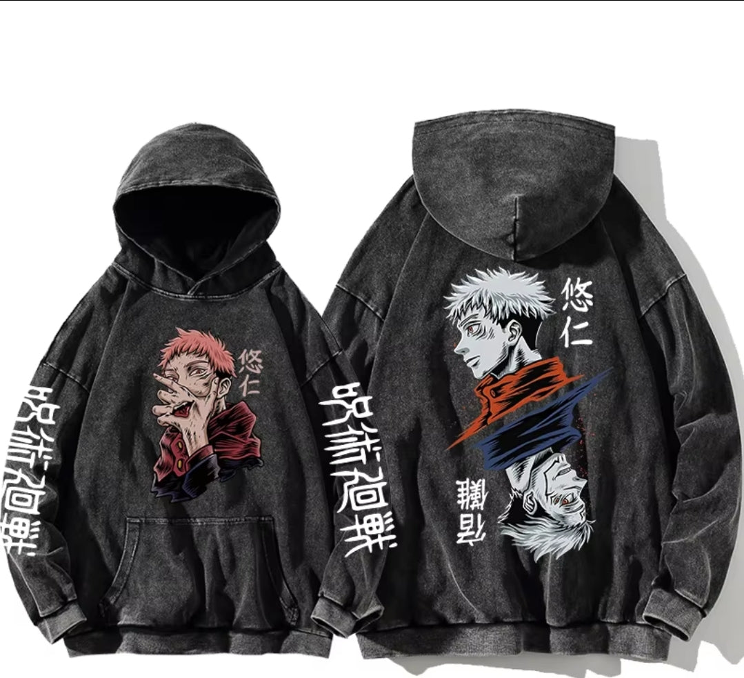 jujutsu kaisen GOJO Oversize Washd Hoodie gray 1