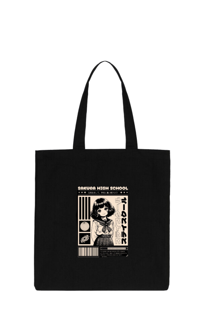 RANDOM ANIME GIRL tote bag Black 1