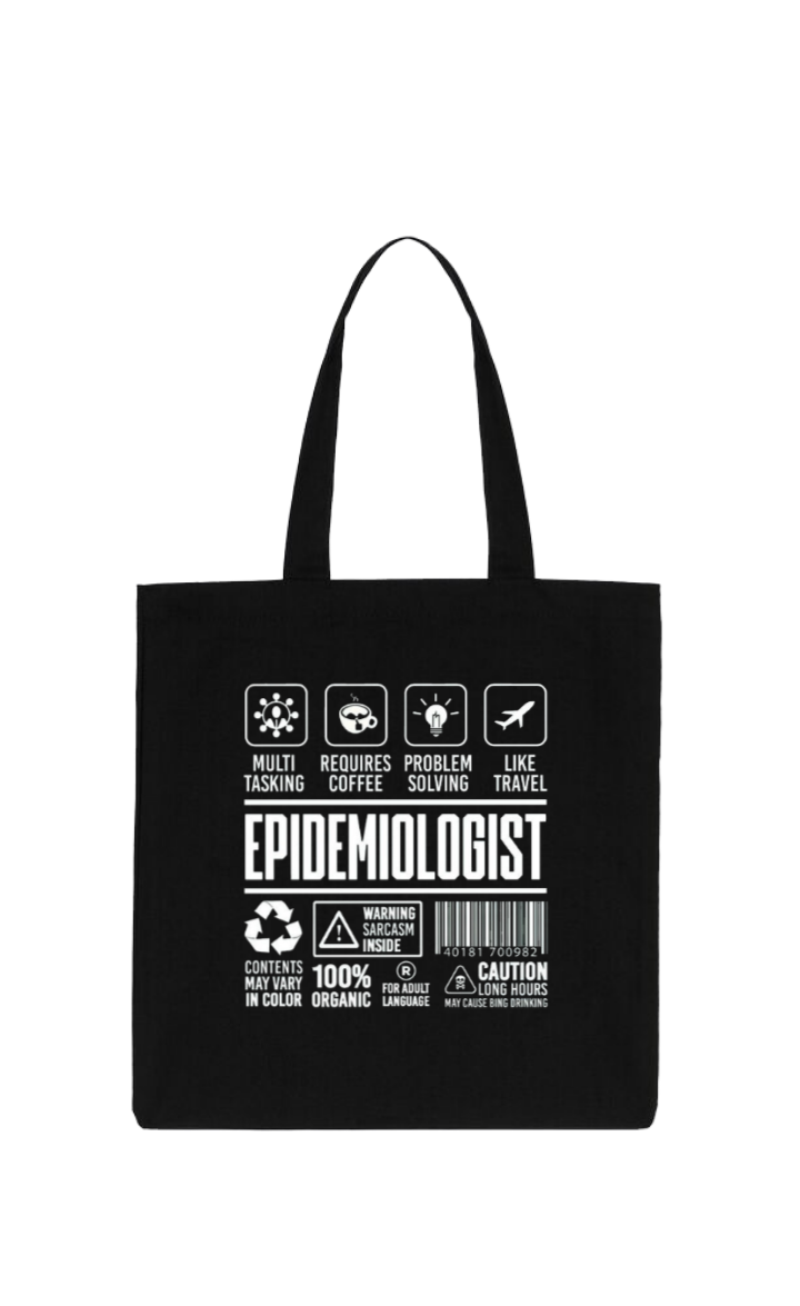 EPIDEMIOLOGIST Back text tote bag Black 116
