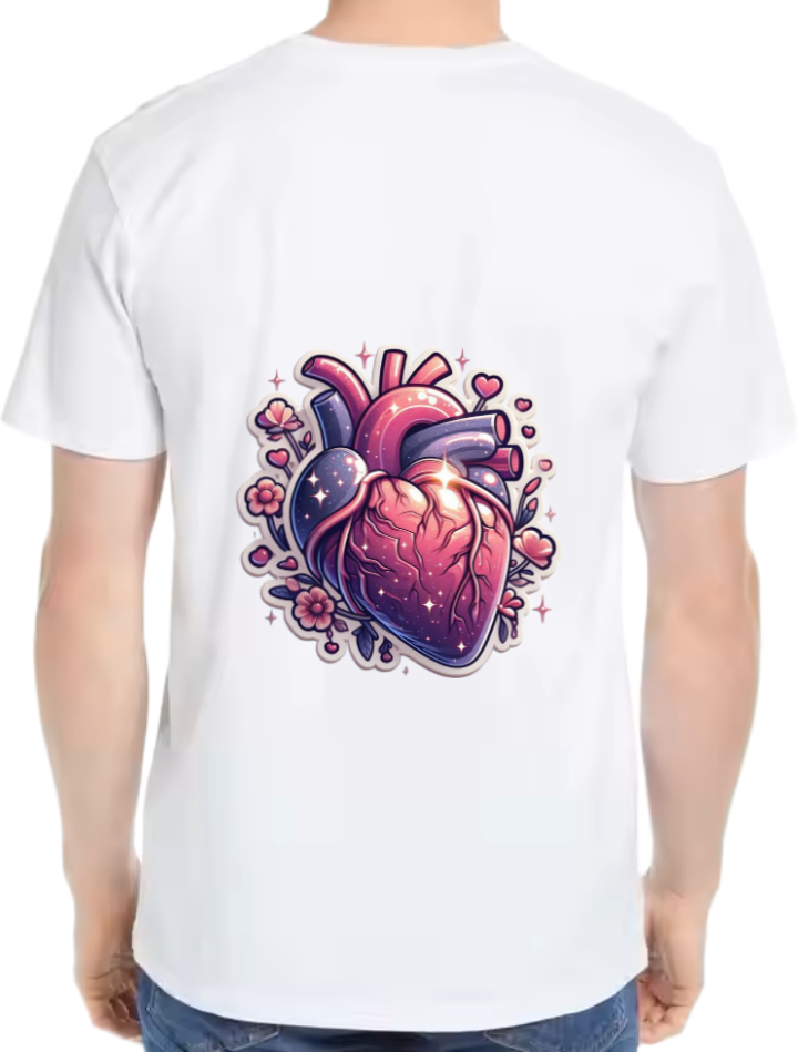 Anatomical heart shape t- shirt One Size White back 1