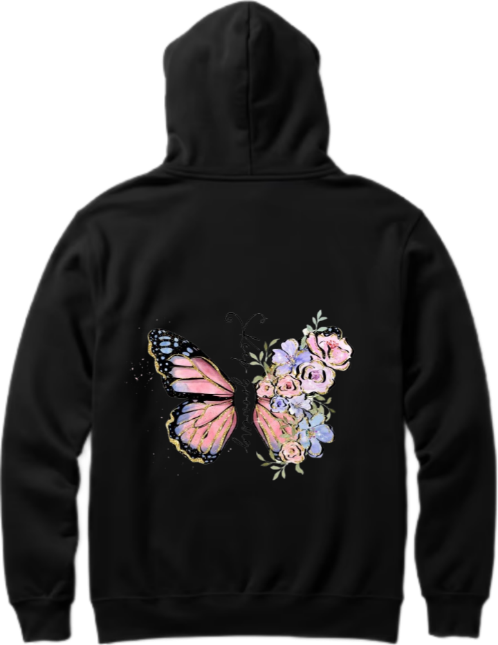 butterflies Oversize Hoodie Black Back 1