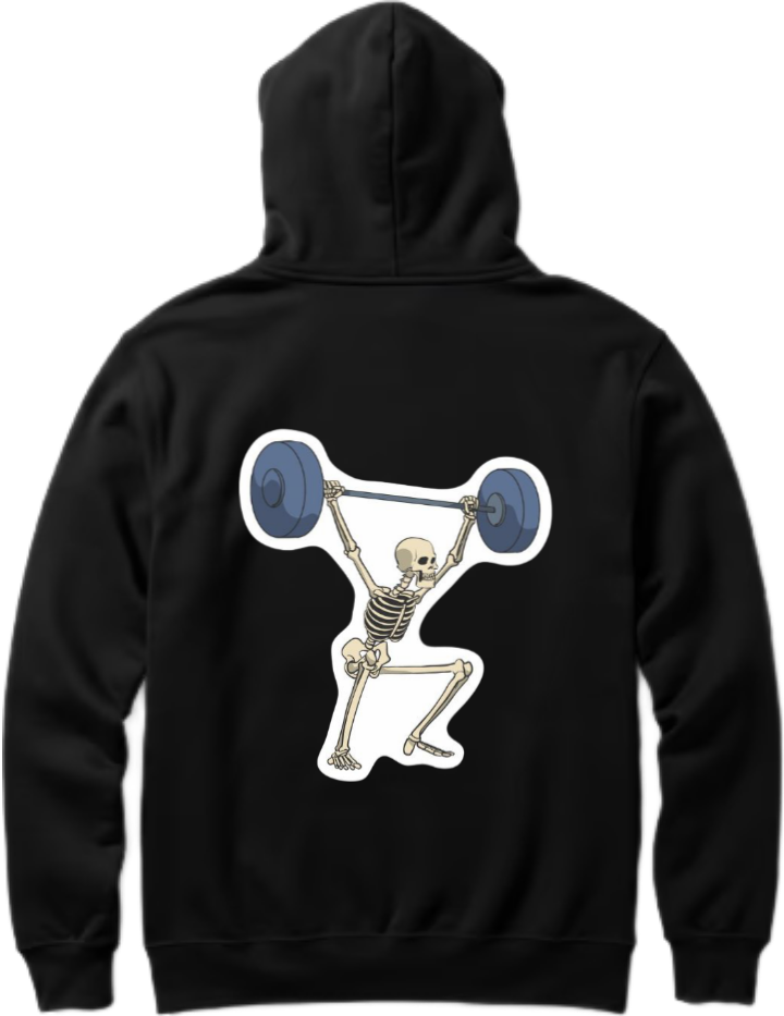 skeleton lifting weights One Size hoodie Black Back 1