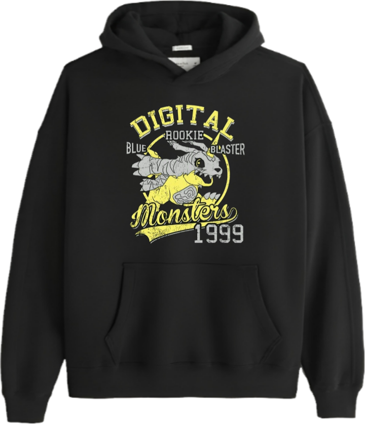 Digimon Adventure Over Size hoodie Black 1