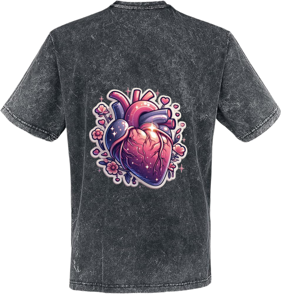 Anatomical heart t- shirt One Size Washed Back 1