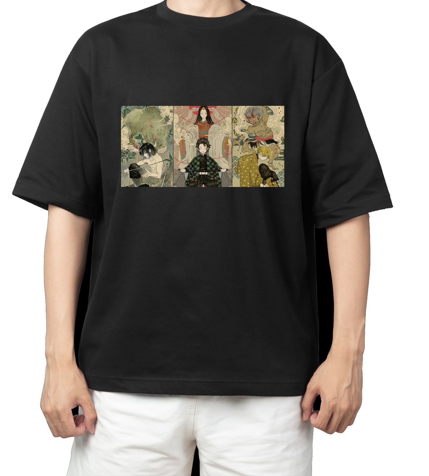 Anime Demon slayer nezuko tanjiro t- shirt Oversize Black 1