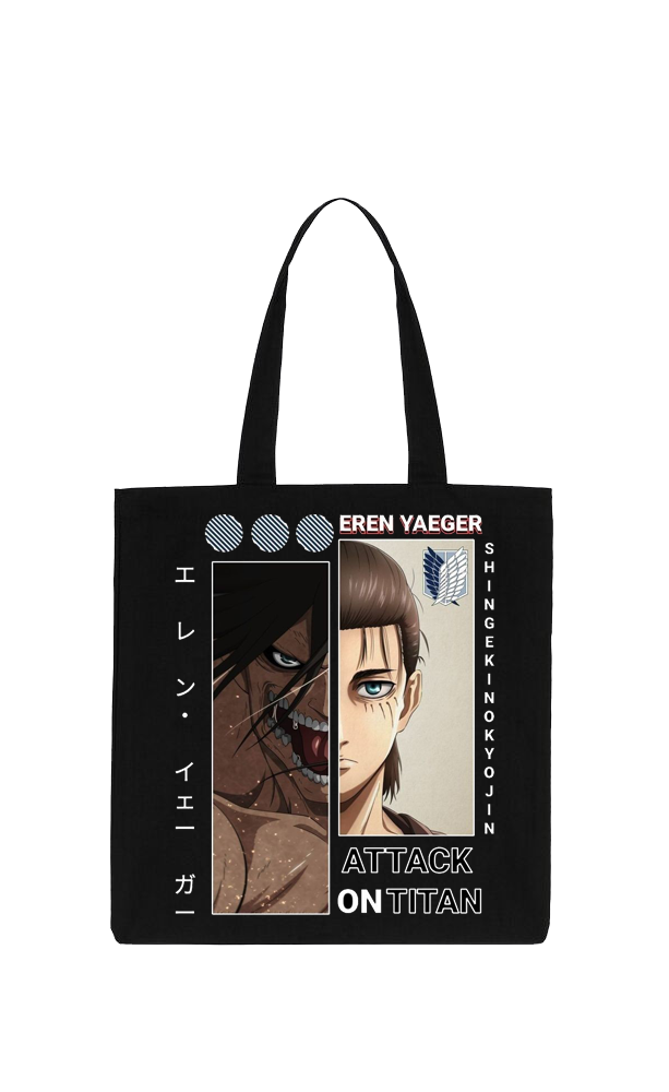Anime Attack on titan shingeki no kyojin Aot Black tote bag 1