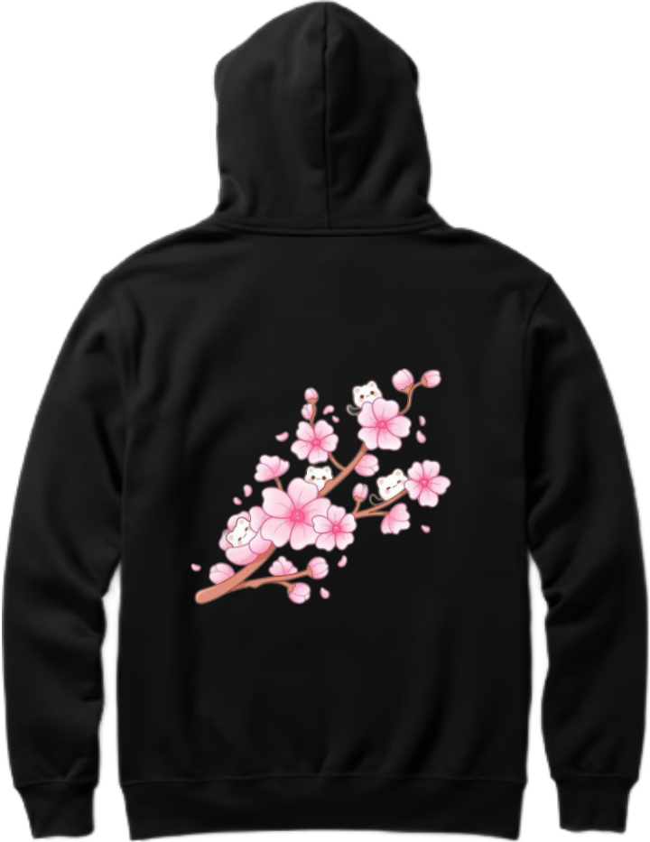 Sakura One Size hoodie Black Back 20