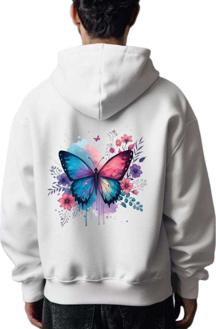 butterflies Oversize Hoodie White Back 20