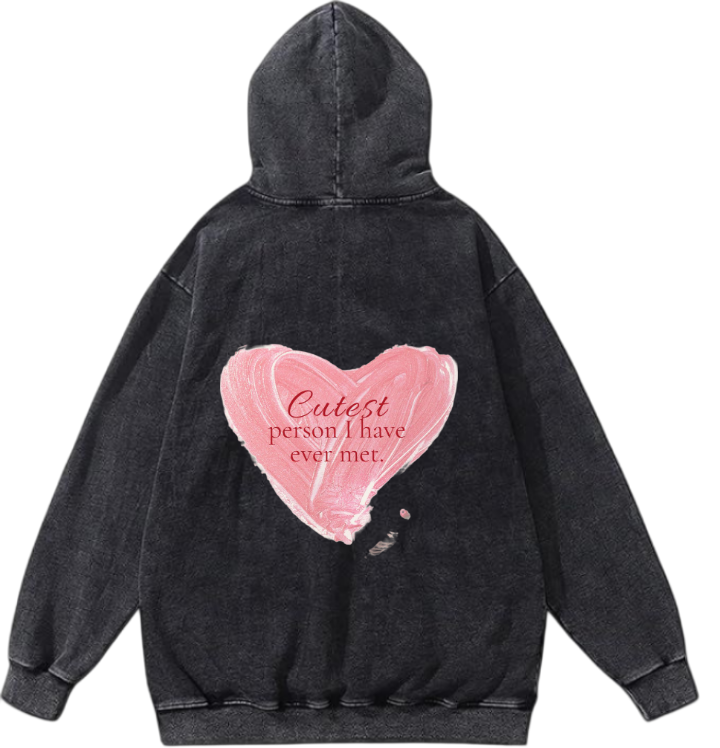 VaIentine coupIe Oversize Hoodie Washed gray Back 20