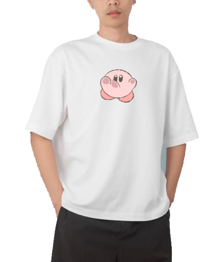 Cute White Kirby Anime Graphic T-Shirt, Kawaii Y2K Aesthetic Gaming Tee, Casual Oversized Short Sleeve Top 20