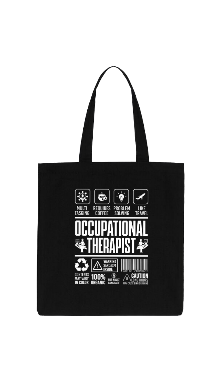 OCCUPATIONAL THERAPIST Back text tote bag Black 135