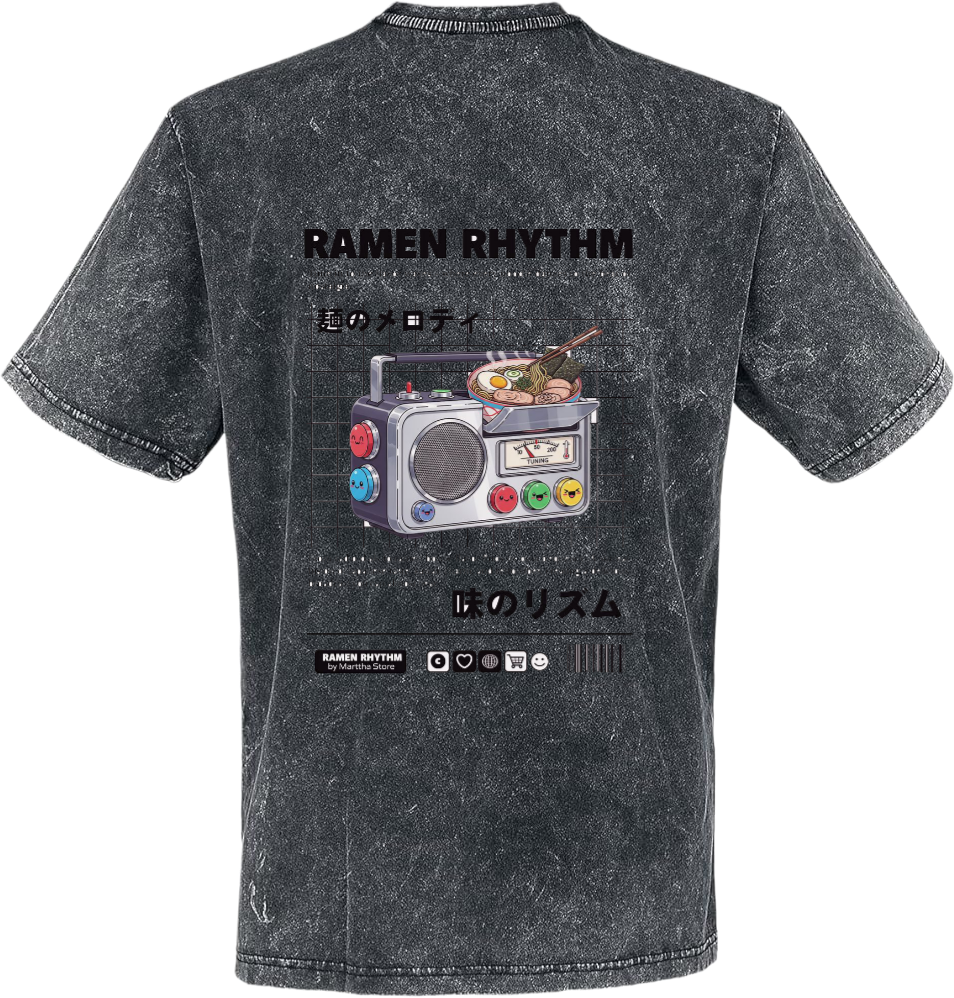RAMEN RHYTHM t- shirt Over Size Washed Back 60