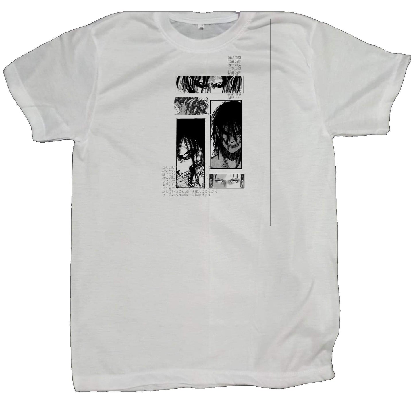 Anime Attack on titan shingeki no kyojin eren levi mikasa Aot white fit t- shirt 21