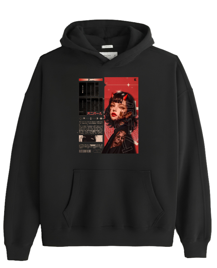 RANDOM ANIME GIRL Oversize Hoodie Black 21
