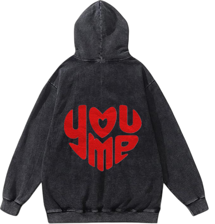 VaIentine coupIe Oversize Hoodie Washed gray Back 21