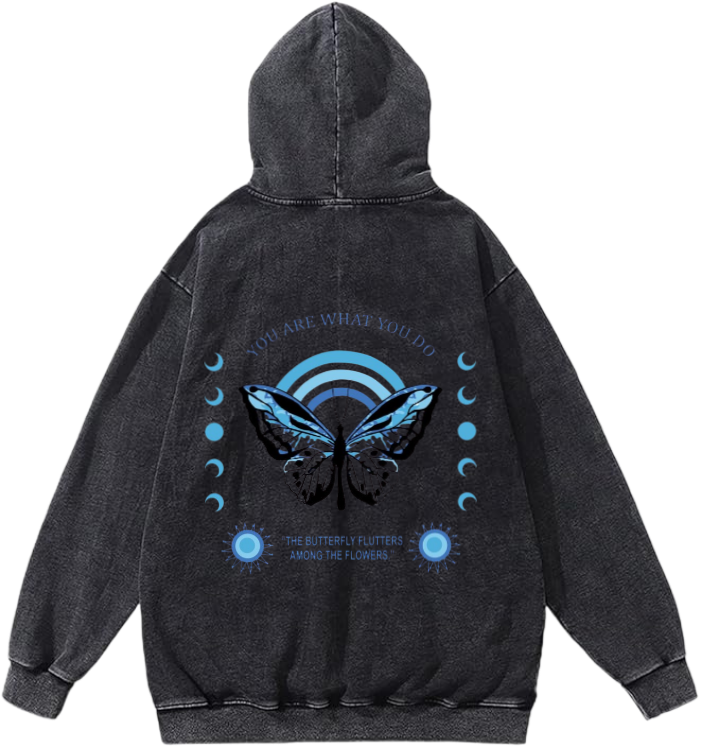 butterflies Oversize Hoodie Washed gray Back 21
