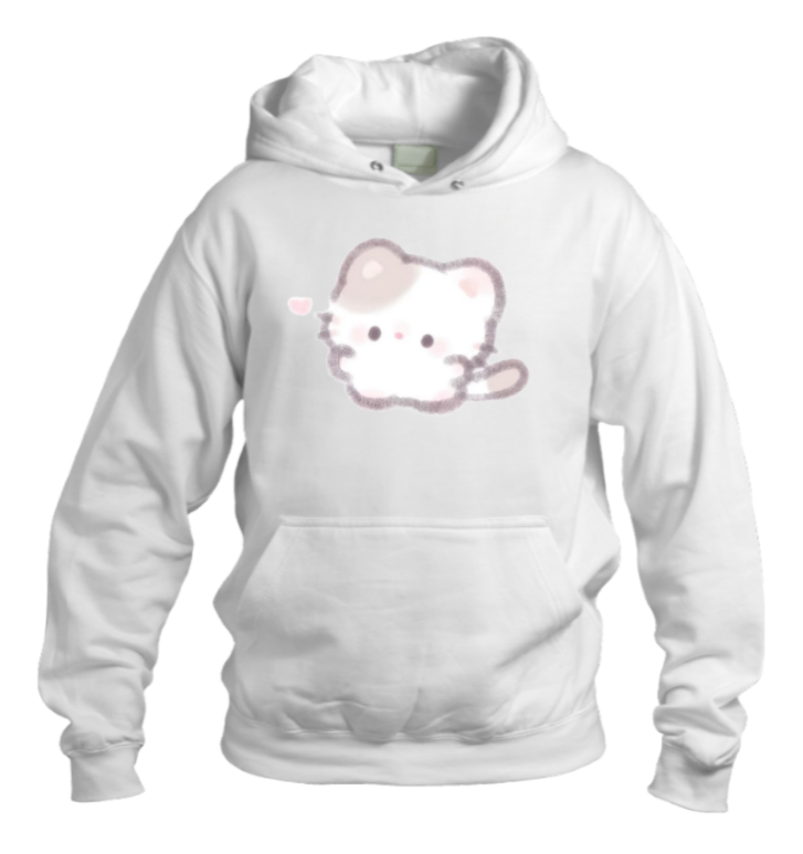 cat Oversize Hoodie White 21