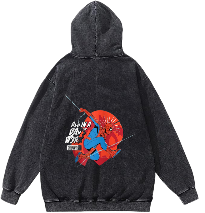 Spiderman One Size hoodie Washed Back 21