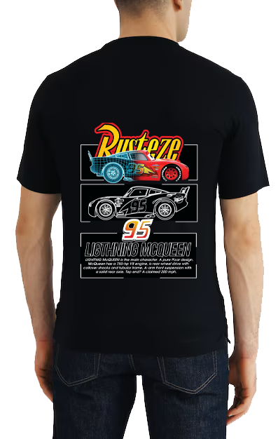 Lightning McQueen Car t- shirt One Size Black Back 19