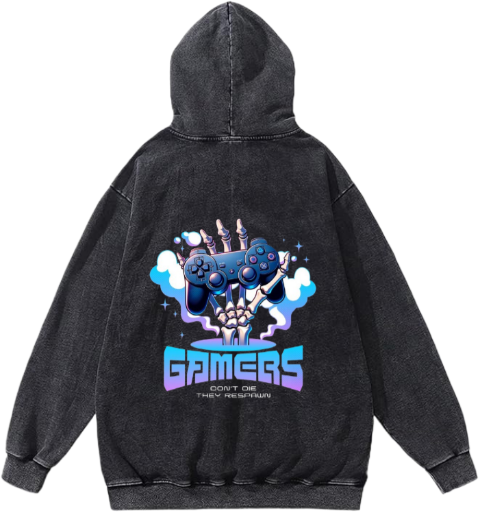 aliens Oversize Hoodie Washed gray Back 21