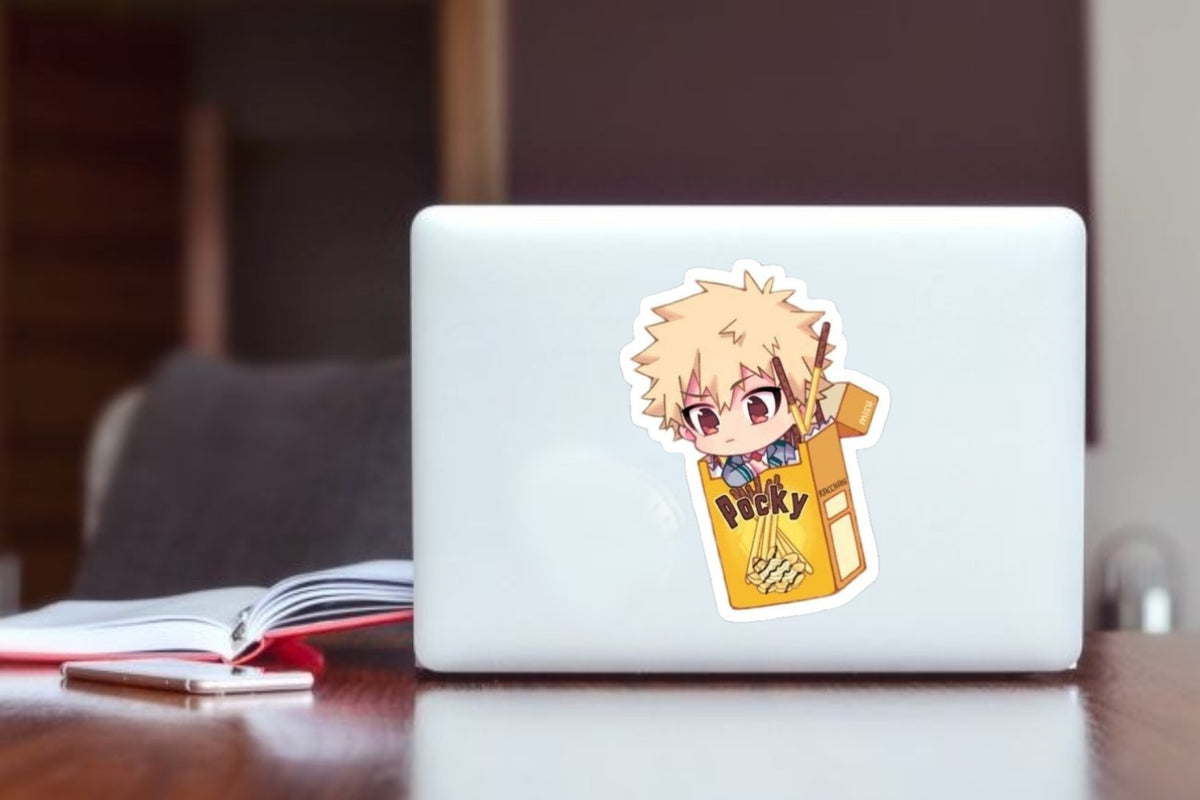 My Hero Academia Bakugo Pocky Box Anime Sticker, Cute Chibi Waterproof Vinyl Decal for Laptop, Water Bottle, Hydro Flask, and Journal