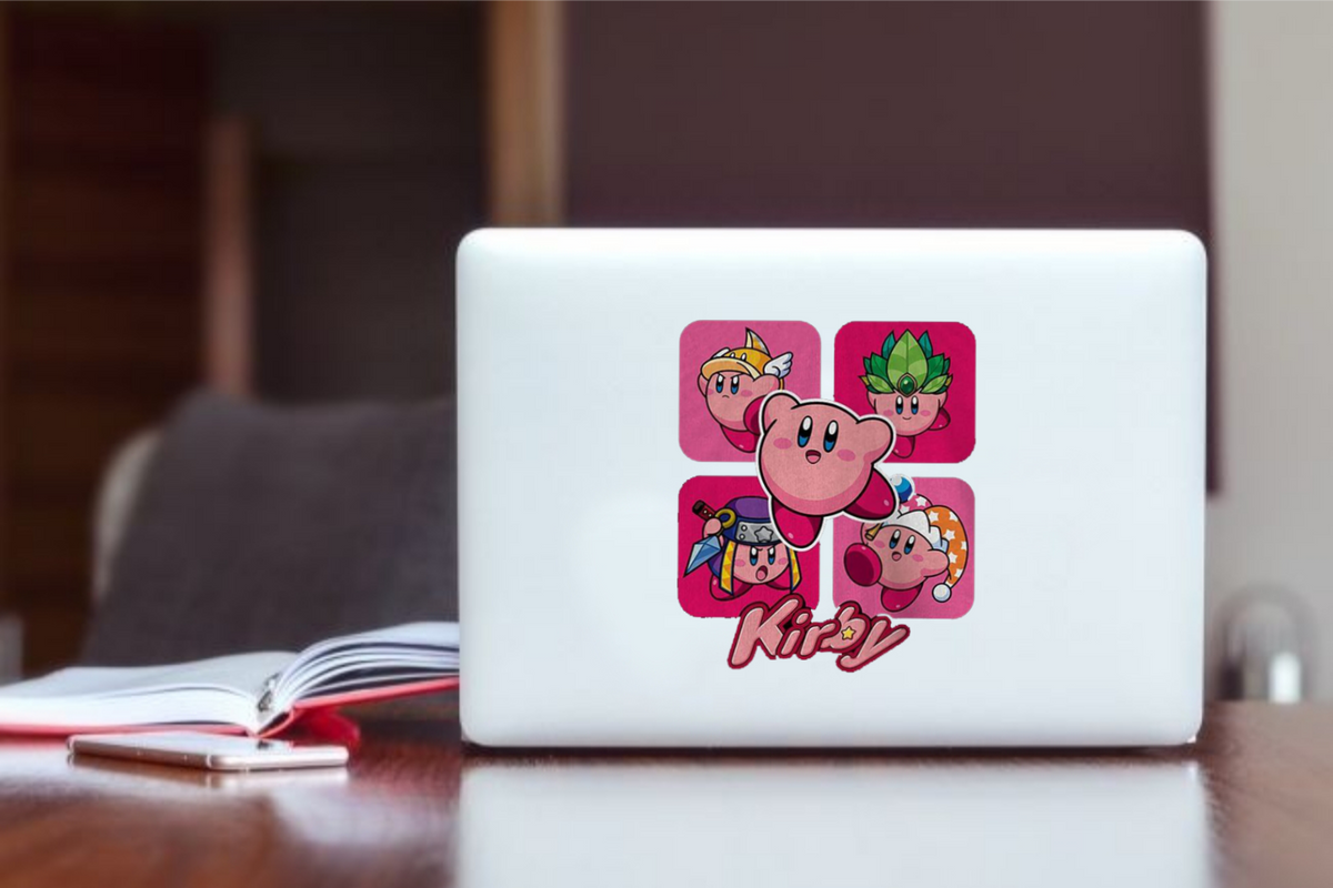 Kawaii Kirby Laptop Sticker, Cute Pink Anime Character Vinyl Decal for MacBook, Waterproof Aesthetic Decal for Water Bottle, Tablet, and Notebook 21