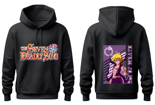 Anime Nanatsu no taizai seven deadly sins Oversize Hoodie Black Back 21