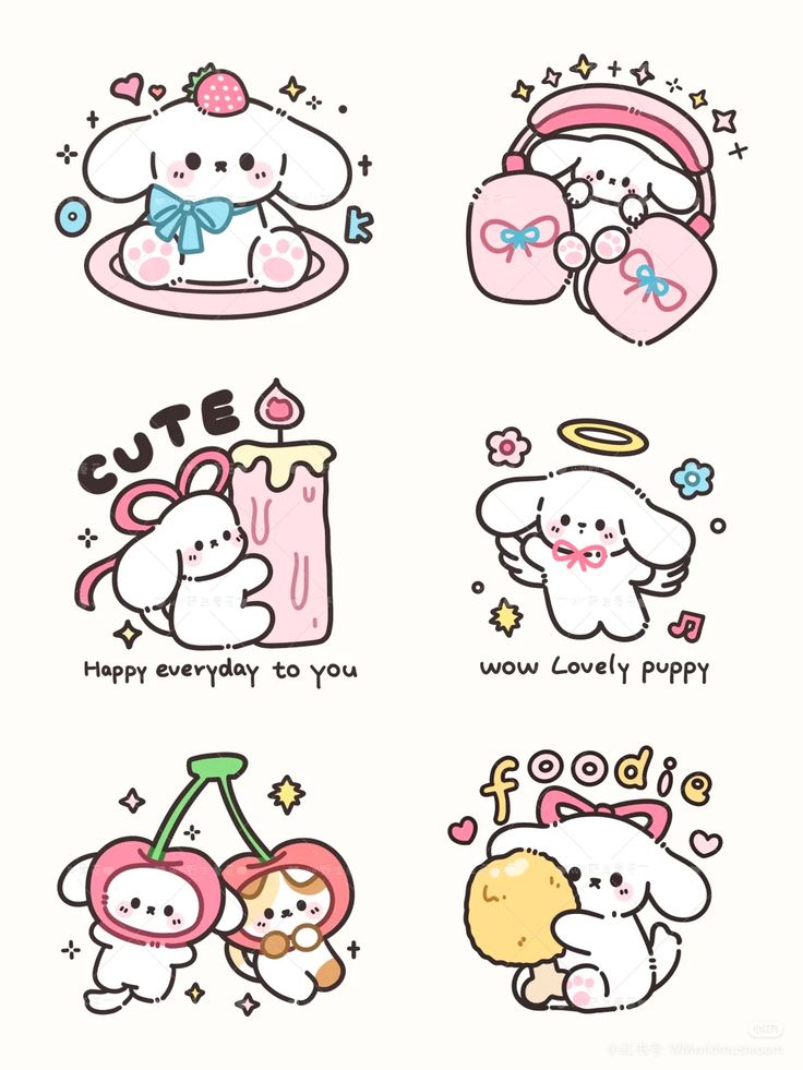 Kawaii Cute Puppy Stickers Pack, Aesthetic Dog and Cherry Theme Stickers for Journaling, Scrapbooking, Water Bottles, Laptop, and Planner Decals