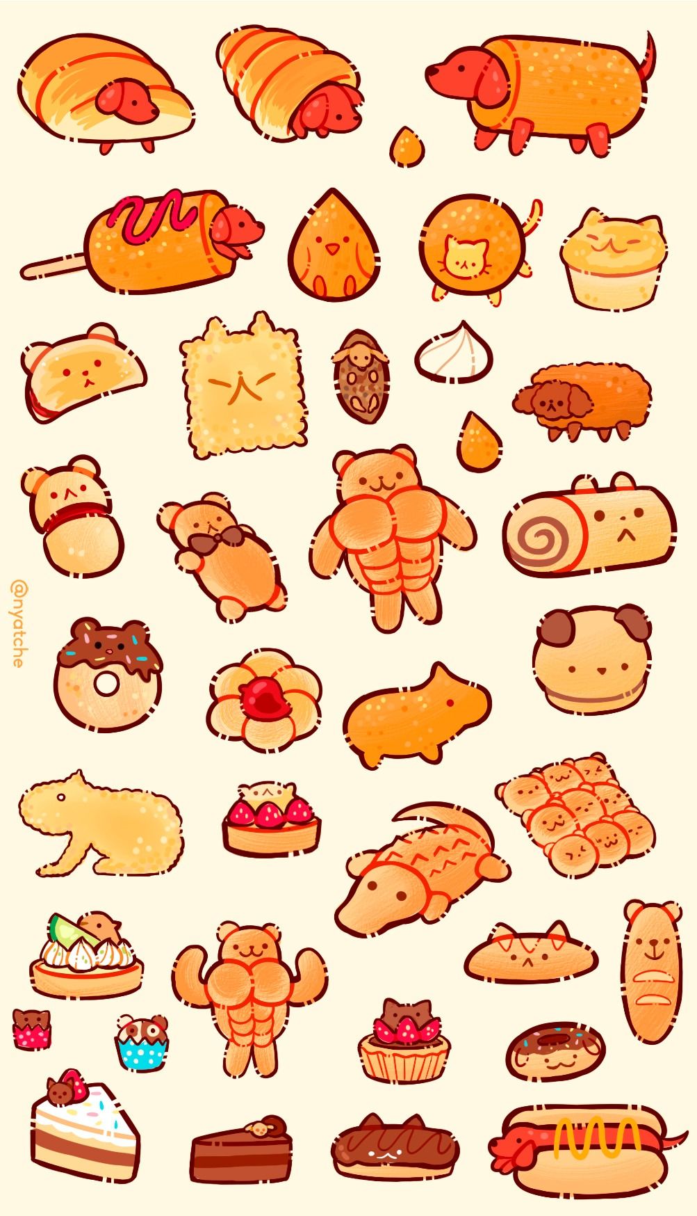 Kawaii Bakery Animal Stickers Pack, Cute Bread and Pastry Theme Aesthetic Stickers for Journaling, Scrapbooking, Water Bottles, Laptop, and Planner Decals
