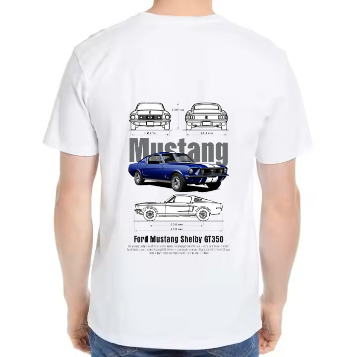 Ford Mustang Shelby GT350 Car t- shirt One Size White Back 22