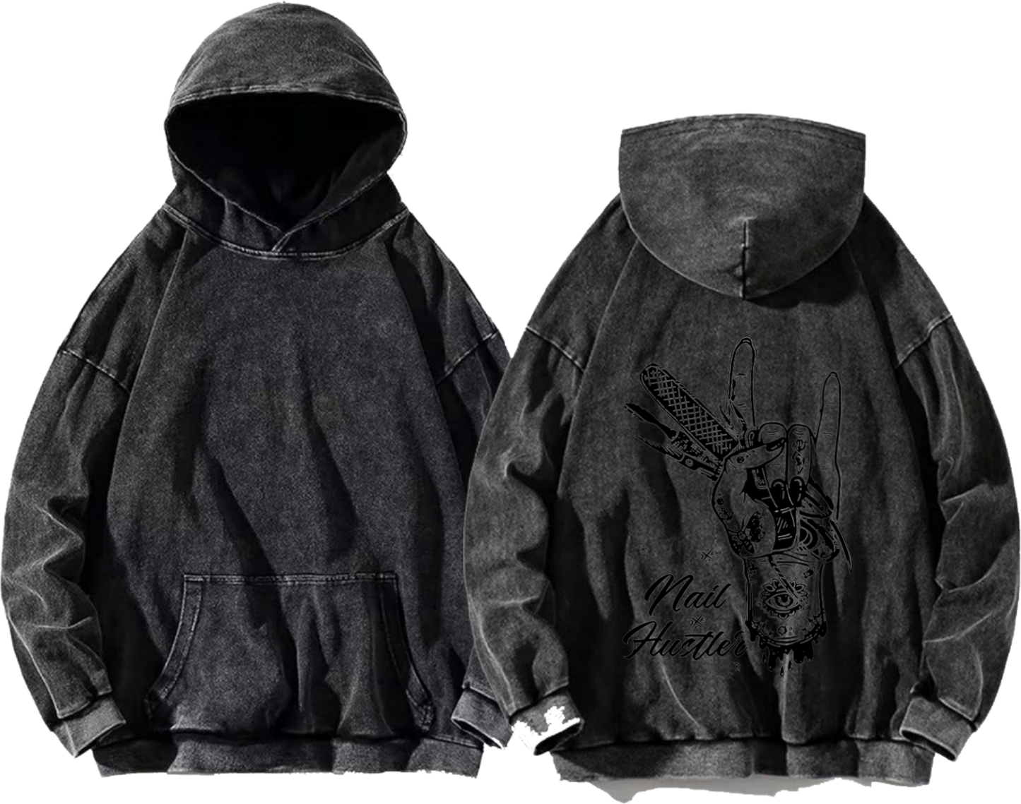 Nail Hustle One Size hoodie Washed Back 22
