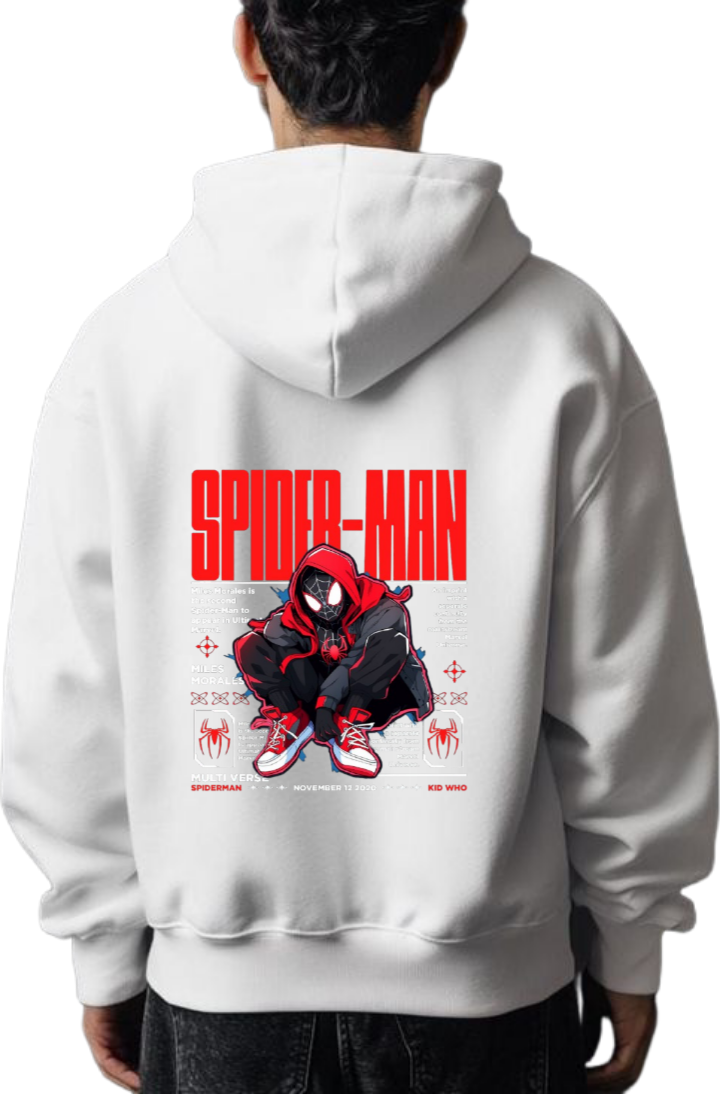 Spiderman One Size hoodie White Back 22
