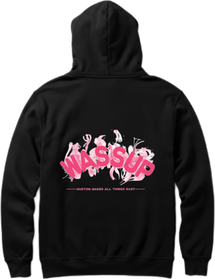 WASSUP Over Size hoodie Black Back 80