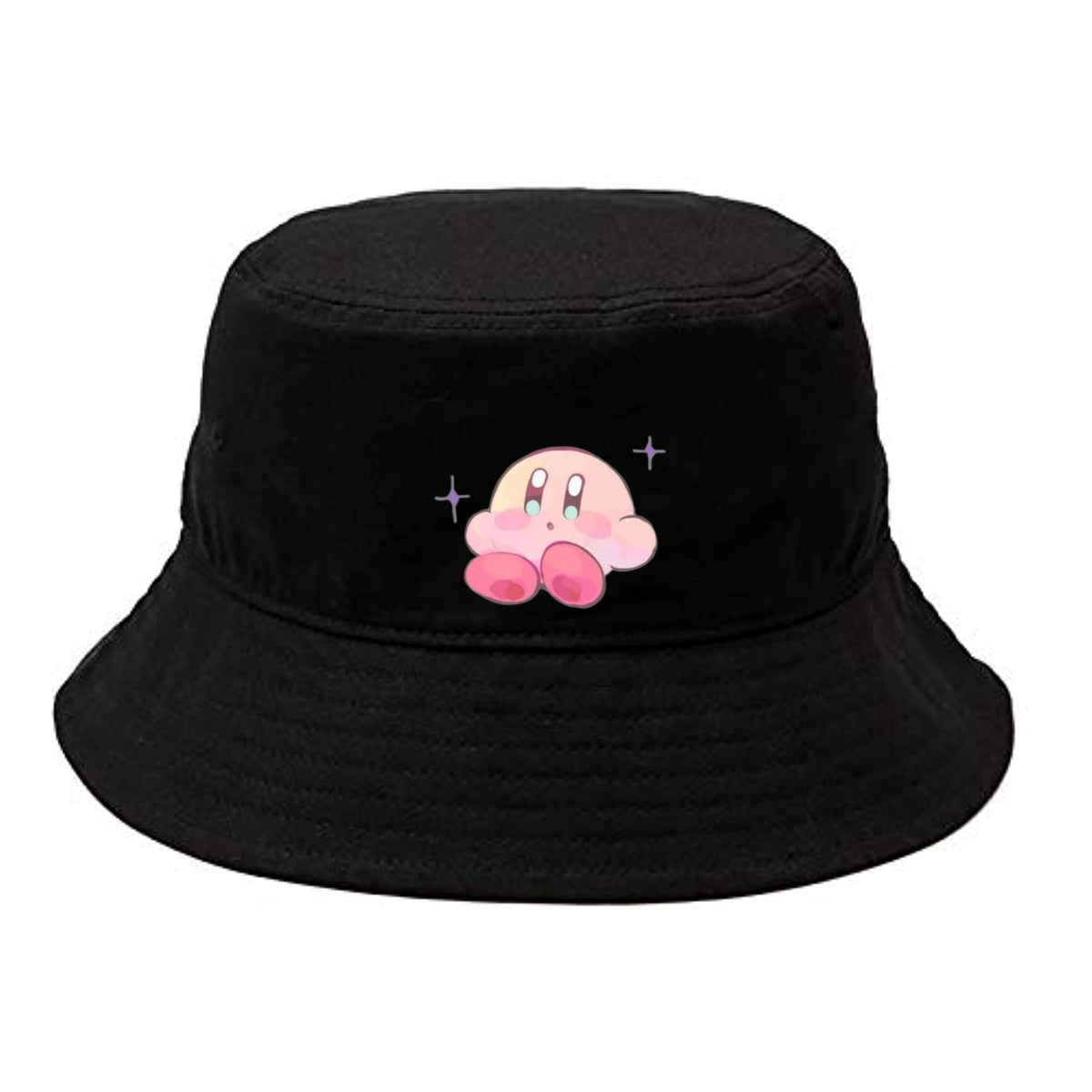 Cute Anime Kirby Bucket Hat, Kawaii Pink Character Black Sun Fisherman Cap, Y2K Streetwear Summer Beach Hat for Women and Men 22