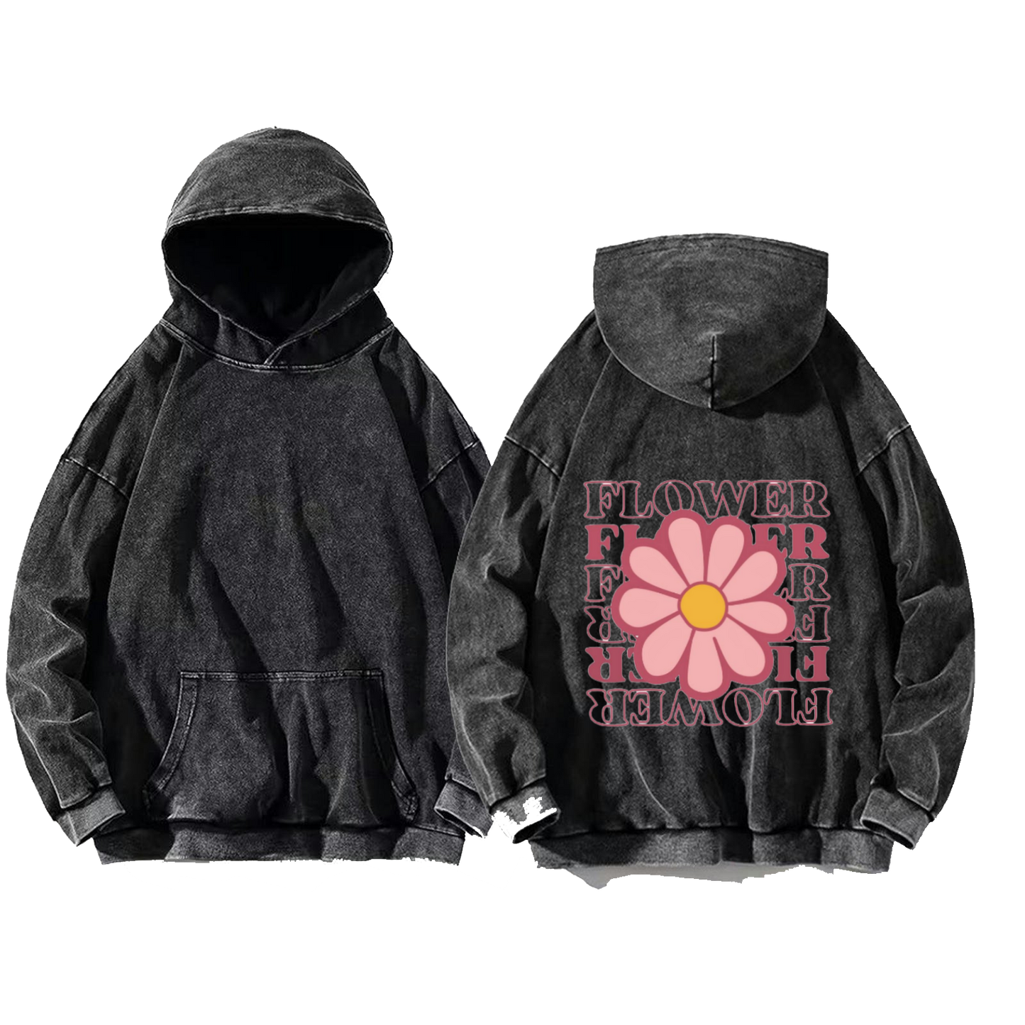 FLOWER One Size hoodie Washed Back 22